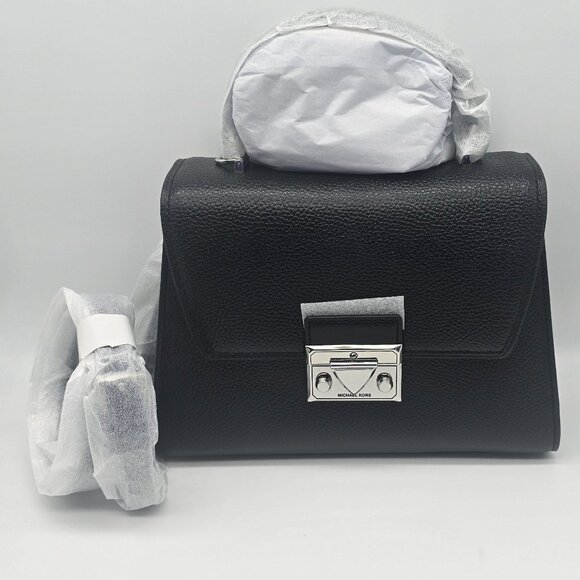Michael Kors Small Top Handle Trapezoid Serena Satchel Black